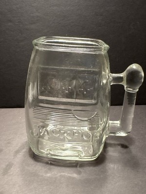 Vintage Clear Glass Jackpot Slot Machine 32- Ounce Capacity Glass Jar