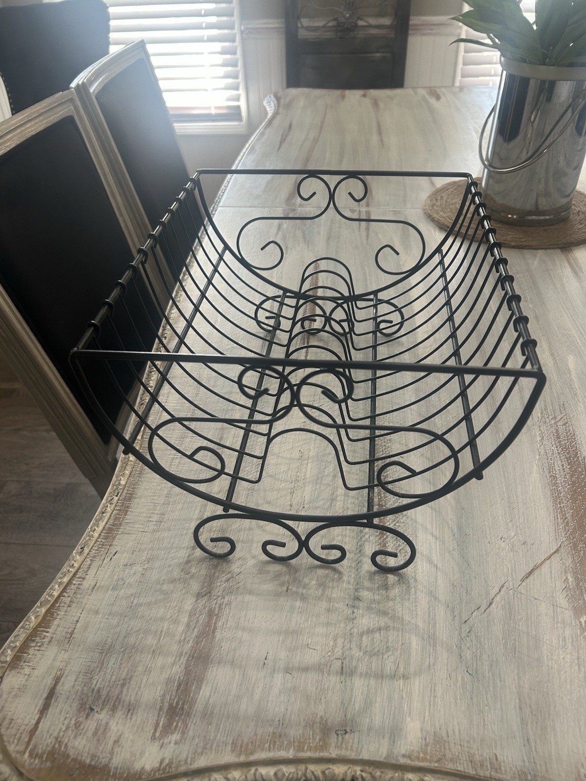 vintage Farmhouse French-style black wrought iron dish drying rack
