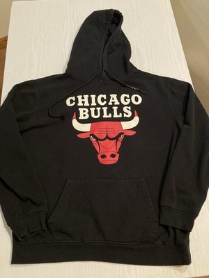 Chicago Bulls Hoodie Sweatshirt Mens Large Black NBA Basketball Ultra Game