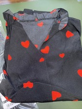 Women's 12 Large XL Heart No Button RUFFLE COLLAR Blouse Work Top Valentine