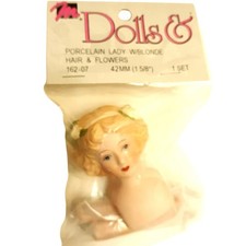 Mangelsen's Blonde Porcelain Doll Head Hand 1 5/8" Lady 162-07 NEW IN PACKAGE