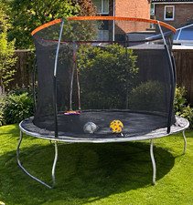 Round Outdoor Garden Trampoline, Spring Powered Steel Frame, Safety Net