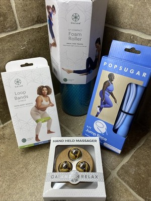 Gaiam FITNESS BUNDLE Foam Roller, Bands, Massager, Jump Rope Gym Workout