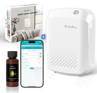 Monhalhou Waterless Aroma Oil Diffuser Bluetooth Control 400ml White