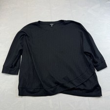 Simply Vera Vera Wang Womens XXL Black Ribbed Tunic Top 3/4 Sleeve Blouse