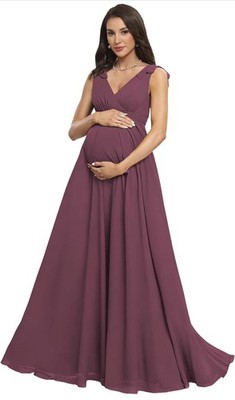 Maternity Desert Rose Chiffon Floor-Length Formal Bridesmaid Dress NWT