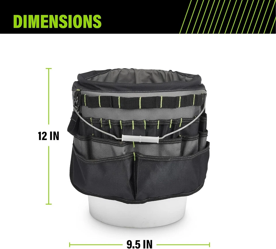 Organizador de herramientas de cubo AWP 51 bolsillos para cubo estándar de 5 galones, negro  Foto 4 de 4