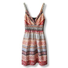 Club Z Collection Sundress L Boho India Gold Peasant Hippie Beach Festival NEW 