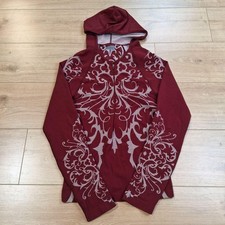 Athleta Hoodie Womens Medium Red Floral Knit Full Zip Thumbhole Activewear