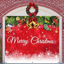 Christmas Garage Door Decorations - 7x8ft Large "Merry Christmas" Garage Door...