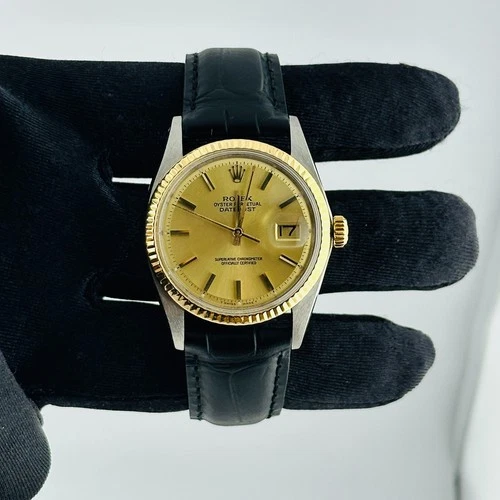 #33 Rolex 36mm Vintage Datejust Men's YG Steel Jubilee Gold Dial Watch 1601