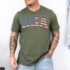 USA Shirt Women Men Patriotic American Flag Distressed T-Shirt