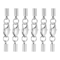 FüR 6Er-Set 2,5Mm Leder-Endkappen Mit Hummerfangverschluss, Silber