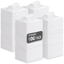 UNIMADE Shop Towels, 100 Pack Commercial Grade Work Rags 100pk, White 
