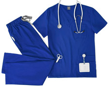 Unisex STRETCH Jogger Scrub Set Solid V-Neck Top Men Women Medical Nurse Uniform