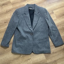 Vintage Women s Sag Harbor Gray Wool Blend Blazer Size Large 14