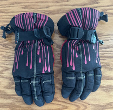 Thinsulate Waterproof Snow Gloves Youth Size 8-12 Black With Pink