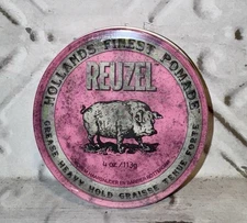 NEW! REUZEL PINK HEAVY HOLD HAIR GREASE 4 OZ HOLLANDS FINEST POMADE / SEALED