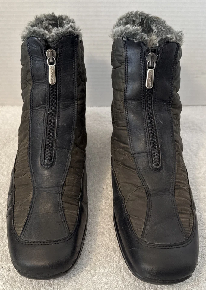 Aquatalia Womens Zip Quilt/Leather & Faux Fur Bootie Size 10 Made In Italy - Image 2 of 4