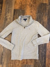 Polo Ralph Lauren Boys Cotton Interlock Quarter Zip Pullover Grey Size L 14-16