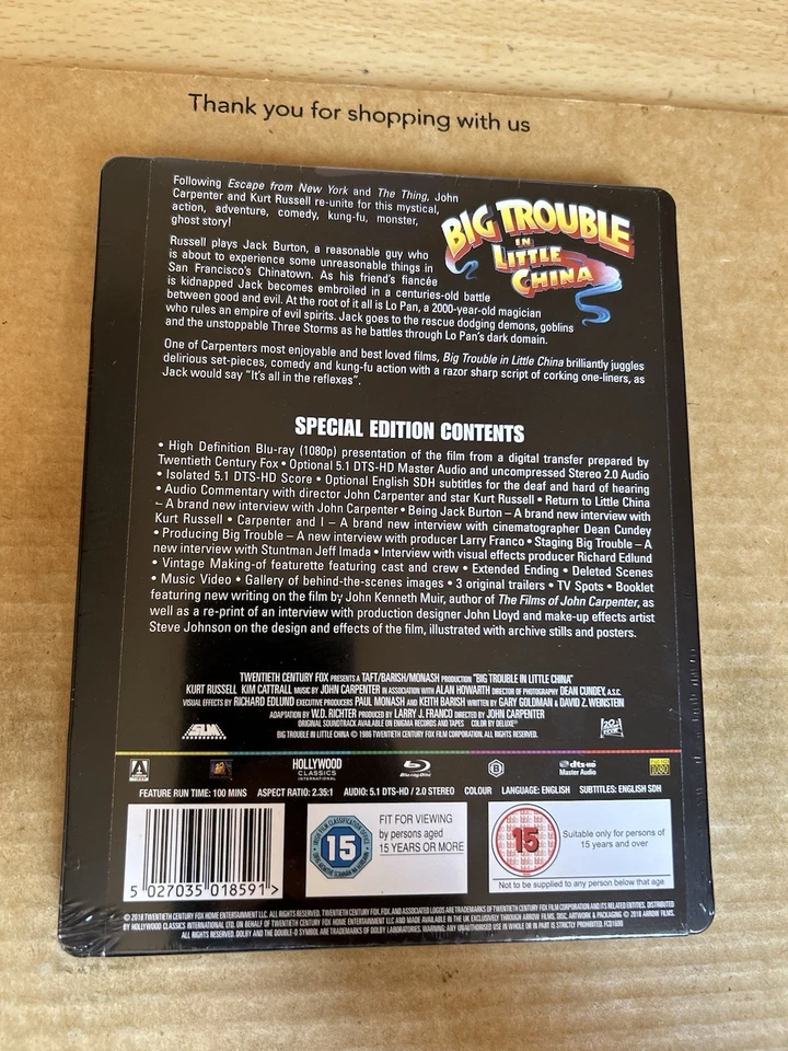 BIG TROUBLE IN LITTLE CHINA - UK BLU RAY STEELBOOK - NEW & SEALED John Carpenter - Image 2 of 4