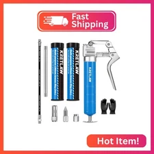 KRETLAW Mini Grease Gun (3000PSI) with Double 3oz Cartridge Grease and 12'' Flex
