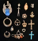 Vintage Mid-Century Costume Jewelry Fifteen Various Styles Charms & Pendants