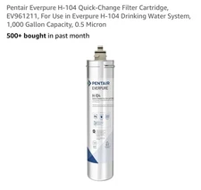 Pentair Everpure H-104 Quick-Change Filter Cartridge, EV961211, Under Sink Water