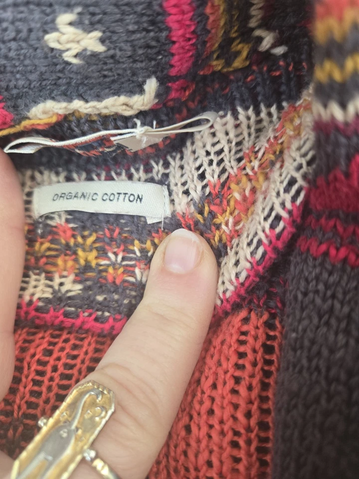 Cárdigan Plumero Faherty Cinturón Azteca Suroeste Suéter Largo M Algodón Orgánico Foto 4 de 4