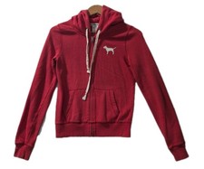 Y2K Victoria s Secret PINK Love Pink Red Zip Hoodie XS Dog Logo 2011 Vintage