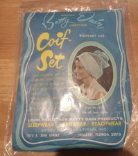 NOS Vintage Betty Dain Bouffant Size Coif Set Style 417 Adjustable White