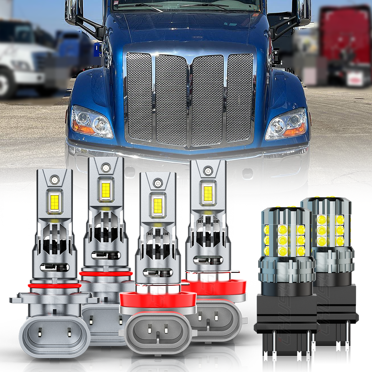 For Peterbilt 579 587 13-21 LED Headlight Hi/Lo Beam+Turn Signal