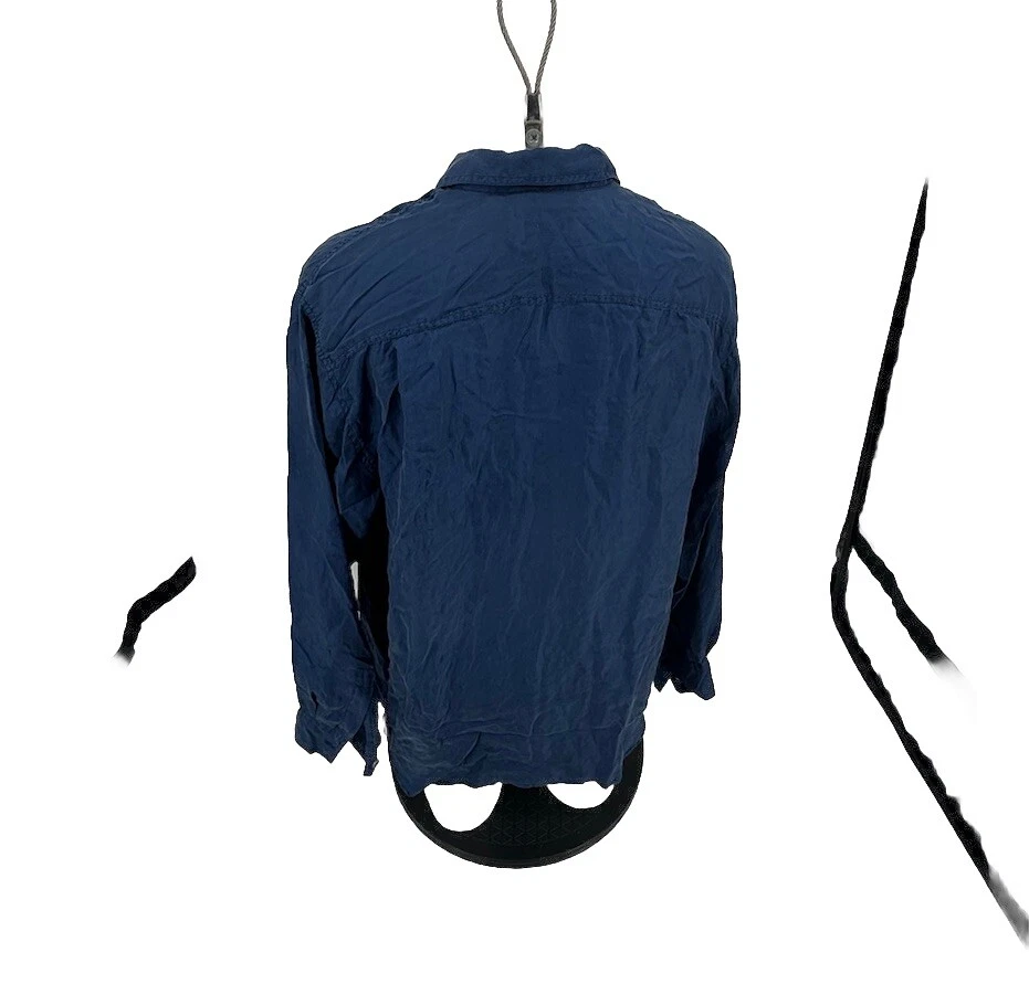 Point Zero Original Concept Large 100% Silk Shirt Blue Long Sleeve Light B28v - Image 3 of 4