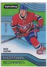 19/20 SYNERGY..NICK SUZUKI..EXCEPTIONAL BEGINNINGS..ROOKIE../999..CANADIENS