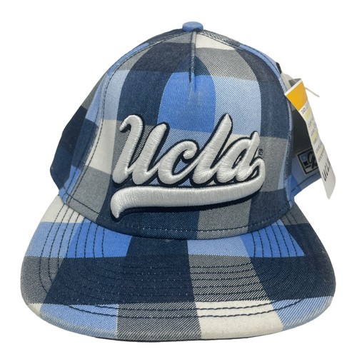 Sombrero de malla a cuadros azul UCLA A-FLEX M/L bordado banda expandible nuevo con etiquetas único - Imagen 1 de 6