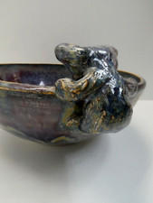 VINTAGE AUSTRALIAN POTTERY BOWL POT APPLIED KOALA TO RIM SIGNED TO BASE