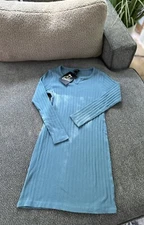 NEW Art Class Ribbed Stretch Long Sleeve Turquoise Dress Girls Size XS - 4/5