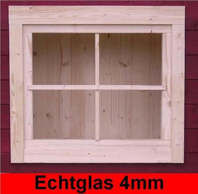 Gartenhausfenster 70x60cm Holzfenster Fenster Carport Garage Glas 4mm 4ra3