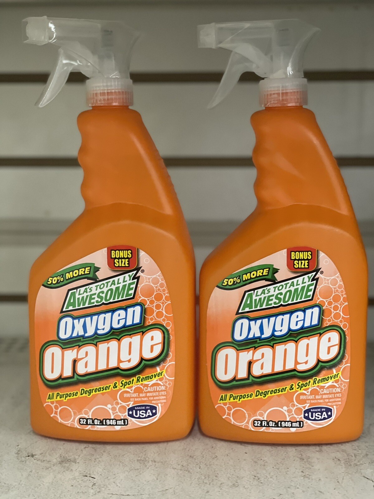 2 Pk LA’s Totally Awesome Oxygen Orange Cleaner 32Oz Degreaser Spot