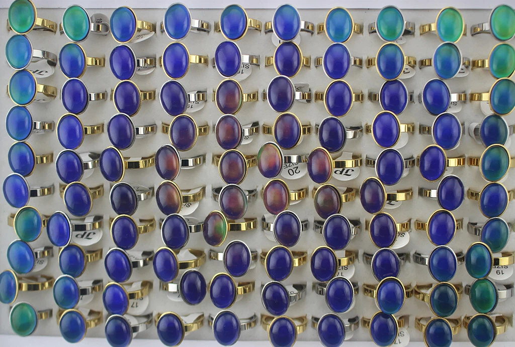 Wholesale Bulk Lots 40pcs Change Color Mood Ring Womens Stainless