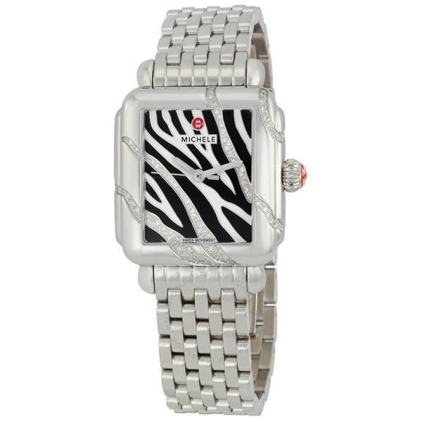 Michele Deco Safari Zebra Diamond Ladies Watch, Stainless Steel | eBay