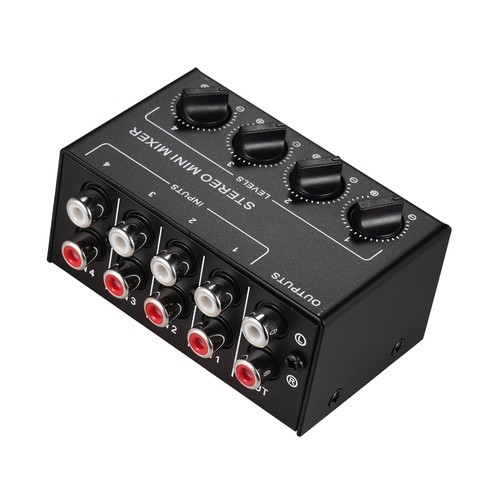 Mini Stereo Audio Mixer 4-Channel RCA Inputs Separate Volume Controls Metal R2K6 - Picture 3 of 7
