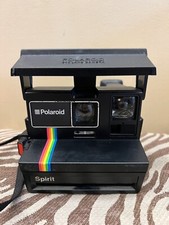 Vintage Polaroid Camera Spirit 600 Land Black Instant Rainbow Stripe