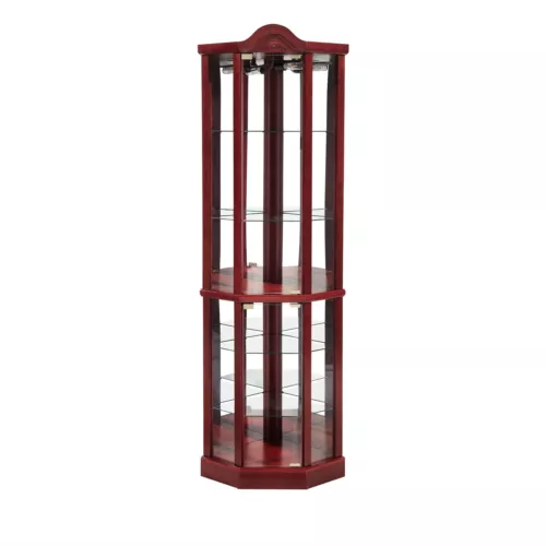 Lighted Curio Cabinet Corner Display Cabinet w/ Adjustable Glass Shelves - Picture 12 of 40