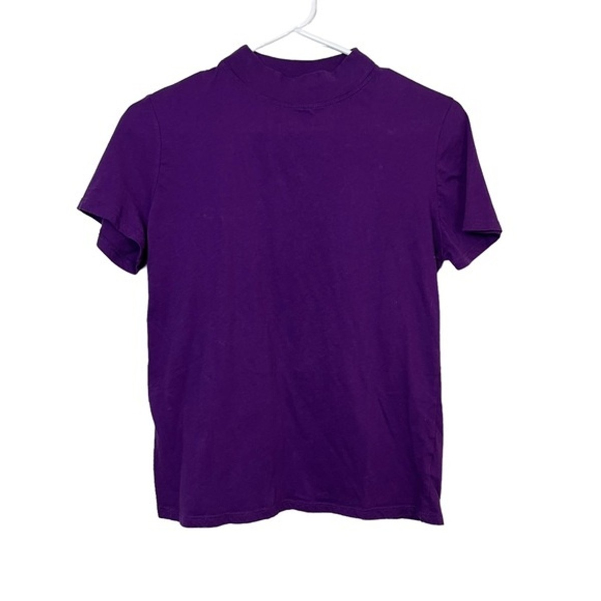 Something Navy Purple Mock Short Sleeve Top Size XS Women