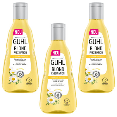3x 250ml Guhl Blond Faszination Farbglanz Shampoo mit Kamille natürlichs Blond