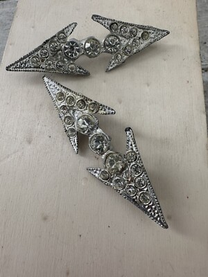 Vintage Art Deco Rhinestone Double Arrow Brooches