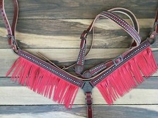 Western Mahogany Leather Tack Set of headstall/Breast Collar with Dot