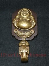 Chinese cowhide Bronze Carving Buddha fish Buckle key or knife Pothook Old gift