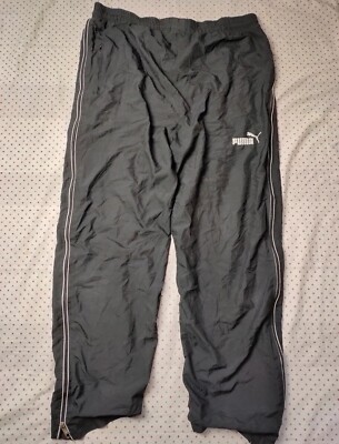 Vintage Puma Black White Leg Zip Joggers UK